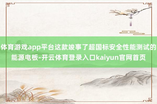 体育游戏app平台这款竣事了超国标安全性能测试的能源电板-开云体育登录入口kaiyun官网首页