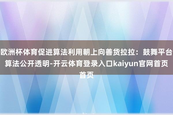 欧洲杯体育促进算法利用朝上向善货拉拉：鼓舞平台算法公开透明-开云体育登录入口kaiyun官网首页