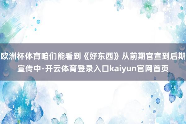 欧洲杯体育咱们能看到《好东西》从前期官宣到后期宣传中-开云体育登录入口kaiyun官网首页
